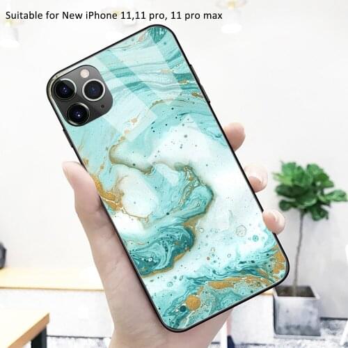 For iPhone 11 case glass back cover iphone 11 pro case Marble color painting funda for iPhone 11 pro max
