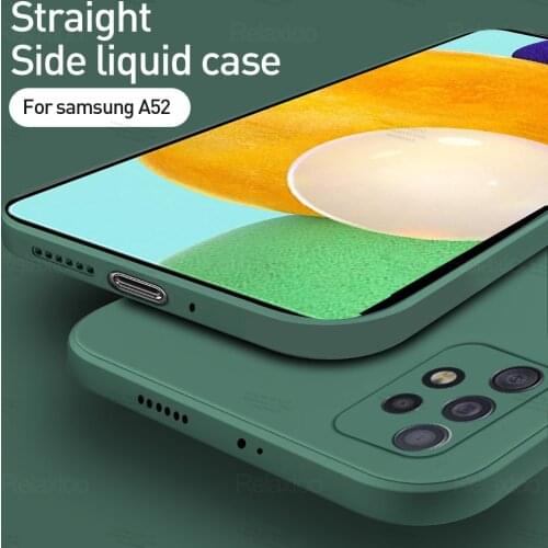 Square Liquid Silicone Rubber Soft Cover For Samsung A52 5G 6.5 inch Thin soft candy box for samsung galaxi a52 a 52 52a shell