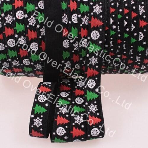 5/8'' Free shipping #030 black Fold Over Elastic FOE snowflake printed headband diy decoration wholesale print foe OEM