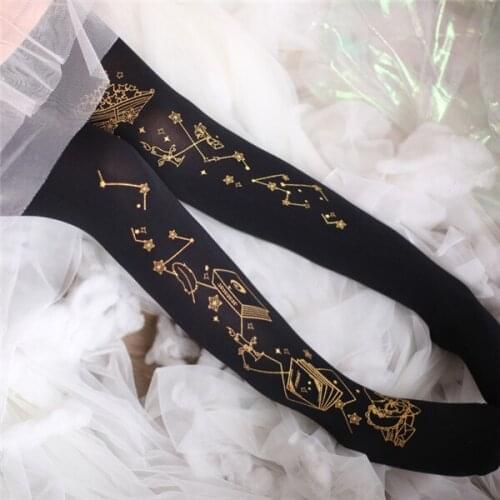 Japanese Style Anime Lolita Cosplay Stocking Long Black Socks Moon Rabbit Free Shipping