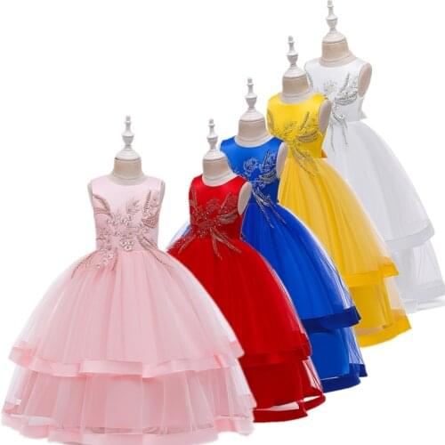 Kids Flower Girls Wedding Dress For Girl Party Dresses Lace Princess Summer Teenage Children Princess Dress 8 10 12Years
