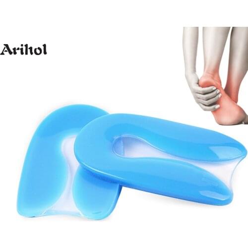 Unisex Gel Heel Cushion Pad U-shape Heel Cup Heel spur insole Pain Relief Heel Protectors for Plantar Fasciitis Insert