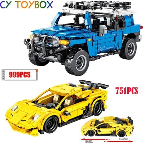 High-tech Racing Car Pull Back Mechanical City Off-road Car MOC Building Blocks Sports Vehicle Model Bricks Toys For Children