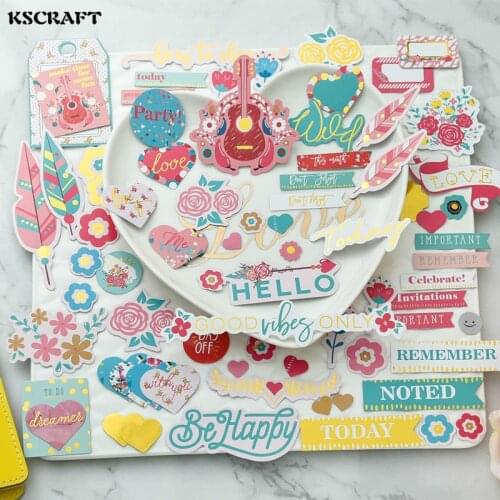 KSCRAFT 65pcs Be Happy Cardstock Die Cuts for Scrapbooking Happy Planner/Card Making/Journaling Project