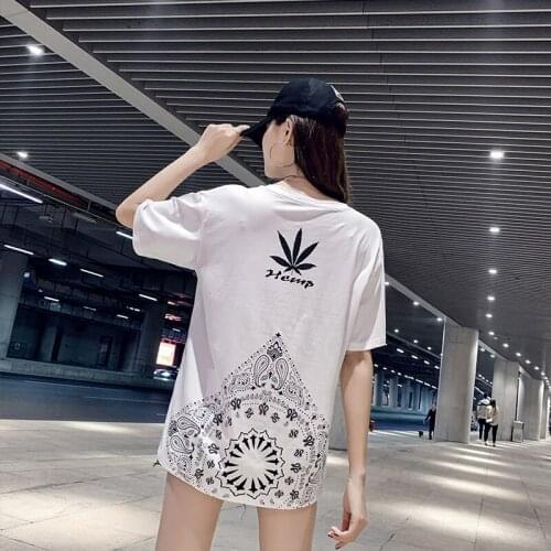 Ulzzang Summer Male Female Bf Loose Black White Streetwear Women Cool Printed Couple Girls Dancing Sweatshirt Boys Tops