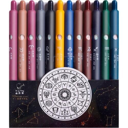 F3MA Pack of 12 Exquisite Retractable Gel Ink Pen Wax Sealed 0.5mm Twelve Constellation Pen for students Boys Girls Capricorn