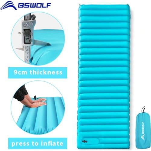 BSWOLF Inflatable Mattress Outdoor Camping Sleeping Mat Portable Ultralight Air Mattress Bed Folding Single Moisture-proof Pad