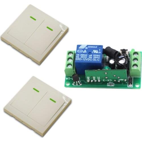 Wall Panel Remote Transmitter 2 Button Sticky RF Smart Home Room Living Room Bedroom Wireless Remote with Receiver 315/433Mhz