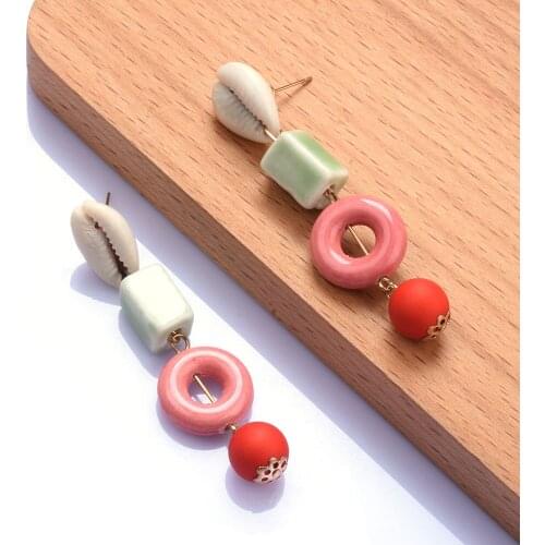 Wholesale Za Fashion Geometric Dangle Long Earrings 2021 Shell Ethnic Vintage Statement Earrings For Women Wedding Jewelry