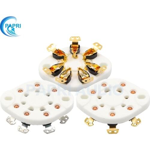 PAPRI 1PCS FU-25 832 826 1625 6A6 Chassis Mount Ceramic Gold Plated 7Pin Tube Socket Audio HIFI DIY Tube Amplifier