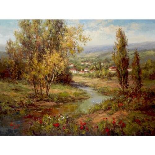 Handmade Landscapes art Canvas Vista de Verona countryside Oil painting for living room decor