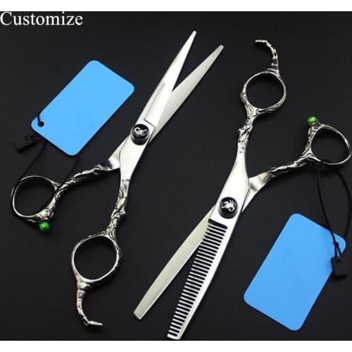 Customize professional japan 440C 6 inch scorpion hair salon scissors cutting barber makas Thinning shears hairdressing scissors