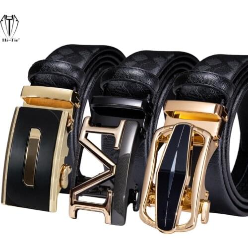 Luxury Black Leather Mens Belts Alloy Automatic Buckles Button Male Waistband Ratchet Dress Jeans Straps Adjustable S M L XL 3XL