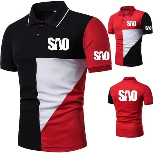 High Quality Cotton Fashion casual Trend Mens POLO shirt SAO Sword Art Online Printing POLO shirt Summer Mens short sleeve