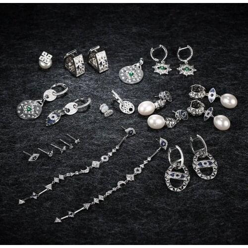 LIDU High Quality 925 Silver Evil Eye Earrings Color Separation Electroplated Monaco Jewelry Gift For Girlfriend Free Shipping