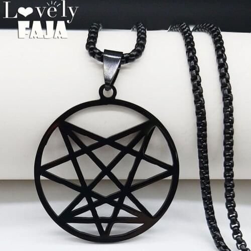 Nine Angles Satanic Hidden Black Stainless Steel Pendant Necklace o9a Satanism Onasigil Pin Patch Long Necklace Jewelry