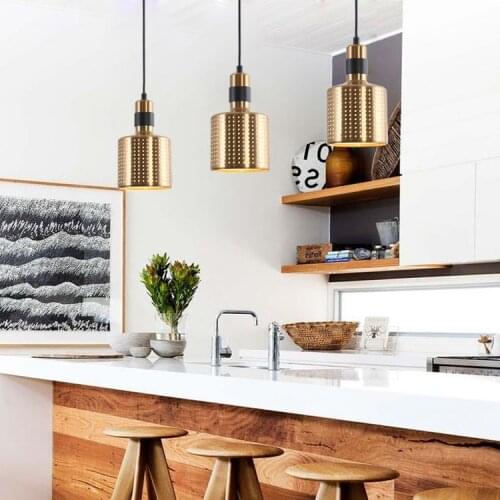 Modern Led Gold Iron Pendant Light Industrial Living Room Restaurant Bar Bedroom Lamp Bed deco maison