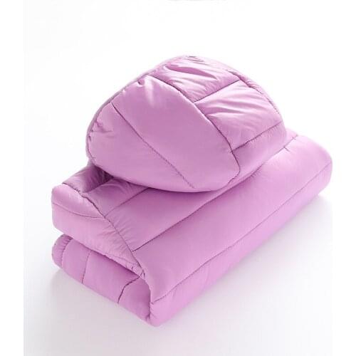 Winter School Teenage Boys Girls Cotton-Down Jackets Coat Fashion Light Solid Hooded Warm Outerwear Parka Toddler Kids Clothes 7