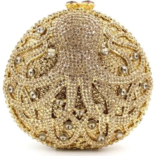 Crystals Evening Clutches Gold Party Purse Luxury Women Rhinestones Evening Bags Clutch Ladies Dinner Banquet Shoulder Bags