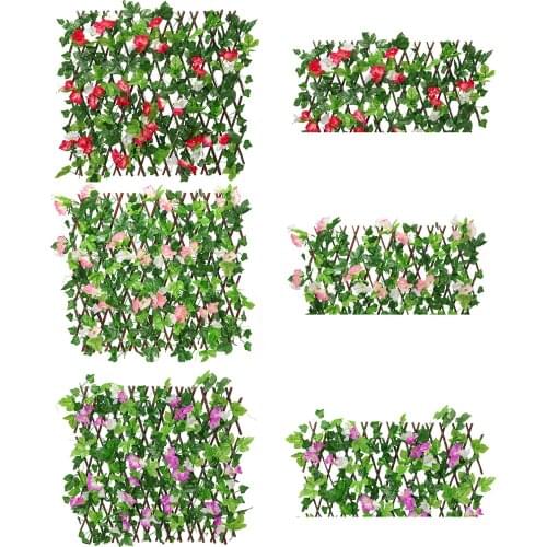 Retractable Artificial Wooden Fence Privacy Fence Garden Hedge Leaf Net Wooden Home Restaurants Wall Decoration