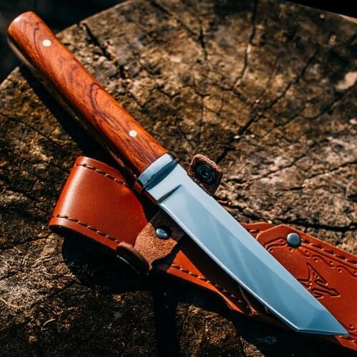 Top Quality Army Tactical Knife Wood Handle for Outdoor Hunting Rescue KNIFES 60HRC Fixed Blade Camping Knives Collection Gifts
