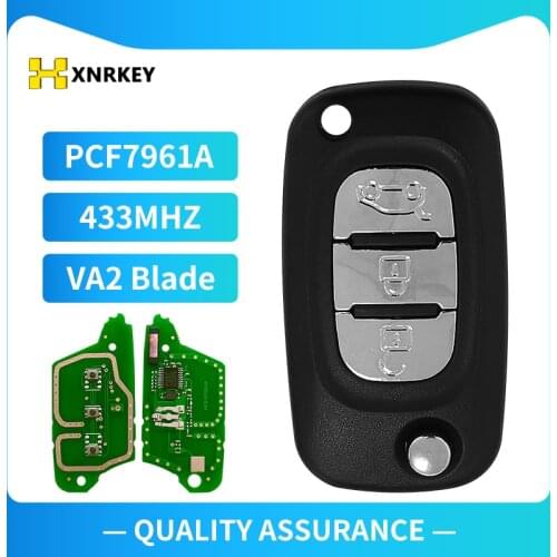 XNRKEY New 3 Buttons 433MHz PCF7961A ID46 Chip Flip Remote Key For Renault Clio III Clio 3 Kangoo Master Modus Twingo 2006-2016