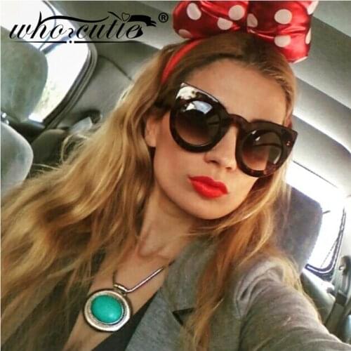 WHO CUTIE Vintage Small Round Cat Eye Sunglasses 90s Women Brand Designer Tortoise Shell Retro Sun Glasses Female Sunnies S014