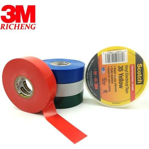 100% original Vinyl Electrical 3M 35 Colour Coding waterproof electrical insulation Tape 19mm*20.1m*0.15mm