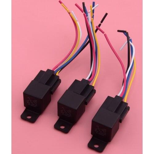 40A 5 Pin 3 Sets SPDT Automotive Relay Plug Socket With 5 Wires Harness Universal