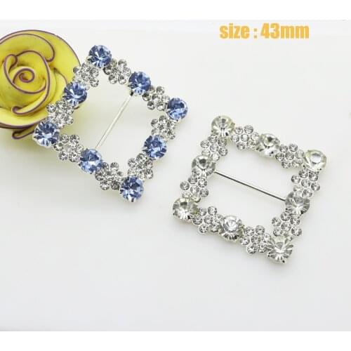 43mm fashion Square shiny Rhinestones Buckles / Wedding Invitations Cards Ribbon Slider, Diy Hair Accessories