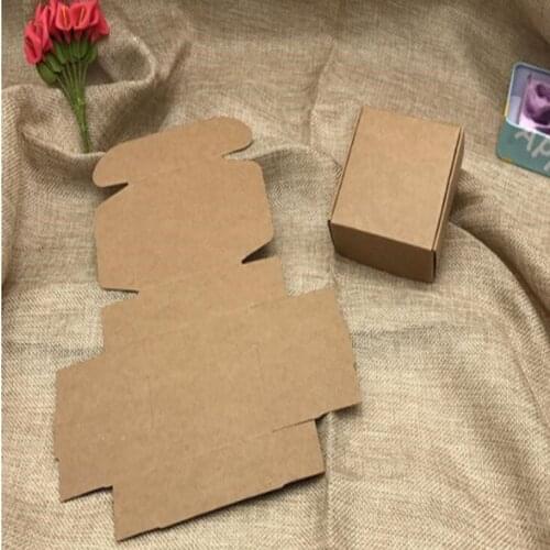 500pcs Natural Kraft paper gift packaging box,small craft box folding handmade soap paper cardboard box