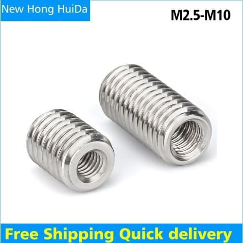 Inside Outside Thread Adapter Screw Wire Thread Insert Sleeve Conversion Nut Coupler Convey 304 Stainless SteelM2.5M3M4M5M6M8M10