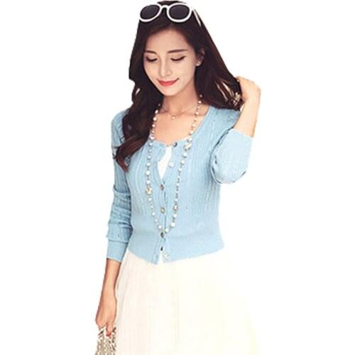 Free shipping 2016 New womens Korean autumn sweater cardigan Women Slim waist round neck short paragraph coat women tops ZY1367