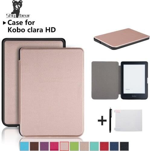 Case For New Kobo Clara HD 6 Inch PU Ultra Thin Leather Ereader Smart Cover Case Auto wake/Sleeping +free Gift