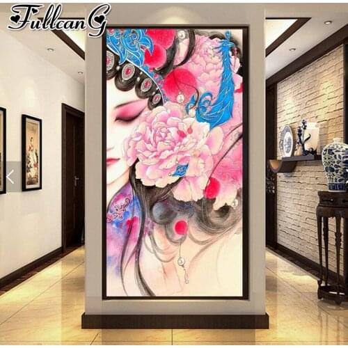 FULLCANG Abstract beauty peony flower large 5d diamond painting diy full square round drill mosaic embroidery sale decor FC2445