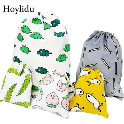 Cartoon Cute Cotton Drawstring Bag Women Shoes Cloth Bags Travel Makeup Bag Cosmetic Bag Female Toiletry Pouch Case Gift Package