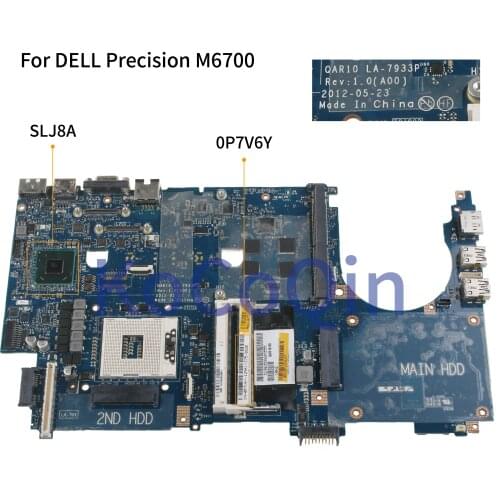 KoCoQin Laptop motherboard For DELL Precision M6700 0P7V6Y CN-0P7V6Y QAR10 LA-7933P SLJ8A Workstations Mainboard perfect work