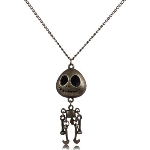 Fashion retro exaggerated necklace personality wild green guys skull sweater chain