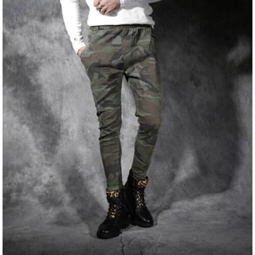 Male camouflage pants personalized feet pant male slim skinny pants mens trousers pantalones hombre cargo korean 2020 new casual