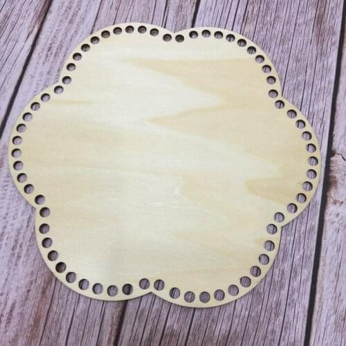 Set of 2pcs Birch wood shape with holes Wood base bottom for knitting handmde crochet basket