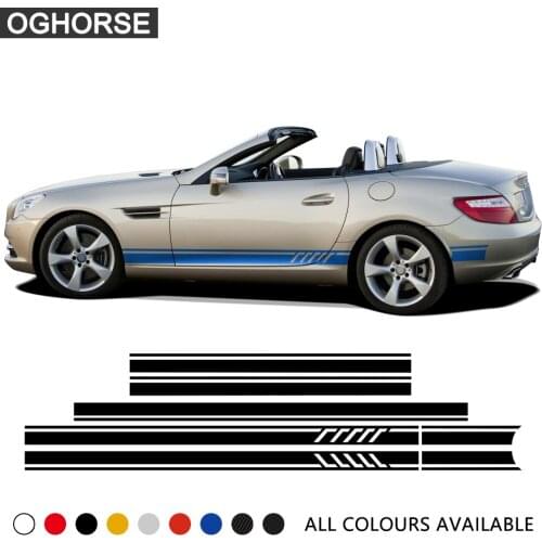 Car Door Side Skirt Stripe Sticker Decal for Mercedes Benz SLK SLC Class R170 R171 R172 AMG SLK200 250 55 Accessories