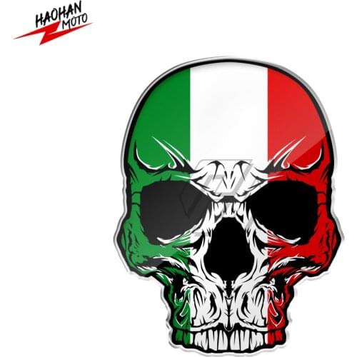 For Aprilia Ducati Yamaha Vespa Decals 3D Motorcycle Skull Stickers Italy Flag Sticker