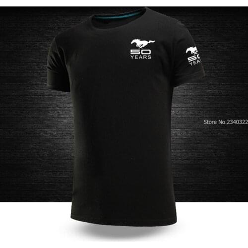 New arrived Men and woman summer mustang 50years T-shirt solid colour T shirt tops