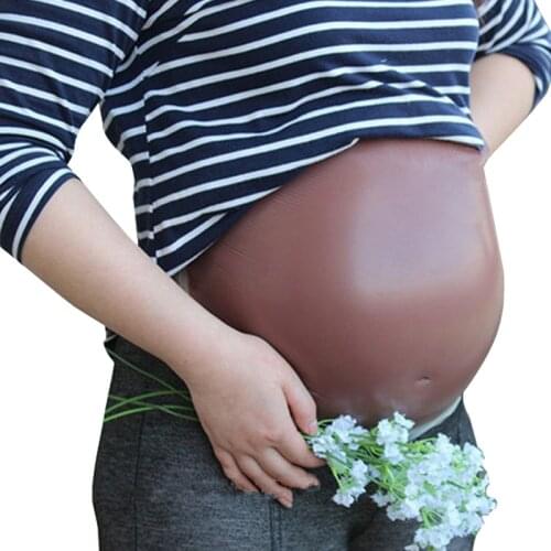 ONEFENG Women Fake Pregnant Belly Silicone False Brown Tummy with Shoulder Straps Style 2000-4600g