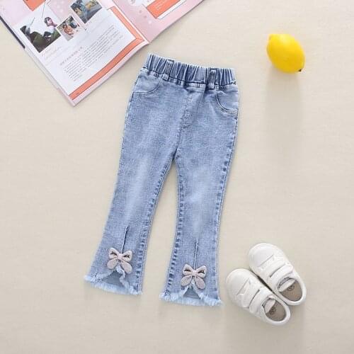 Girls' autumn clothes, jeans, trousers, outer wear, girls' pants, slim-fit childrens bell bottom