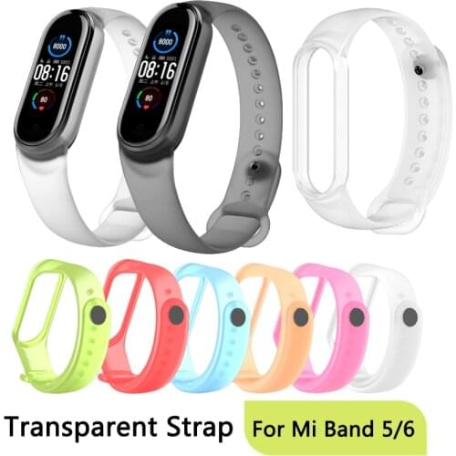 Transparent Wristband For Xiaomi Mi Band 5/6 Strap Silicone Wristband Bracelet Replacement For Xiaomi Band 6/5 NFC MiBand Strap