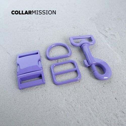 Retailing(metal buckle+adjust buckle+D ring+metal dog clasp) spray paint accessory for 25mm webbing DIY dog collar 7 colours