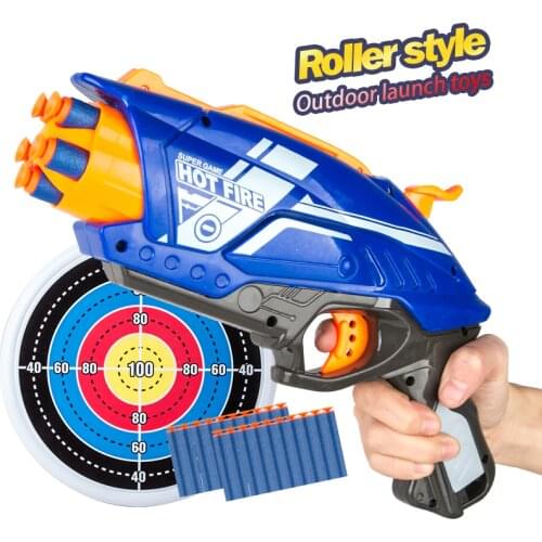 Manual Soft Bullet Gun 5 Shot Revolver long Range Toy Pistol Gun Dart Blaster Kids Best Gift Wheel soft bullet gun
