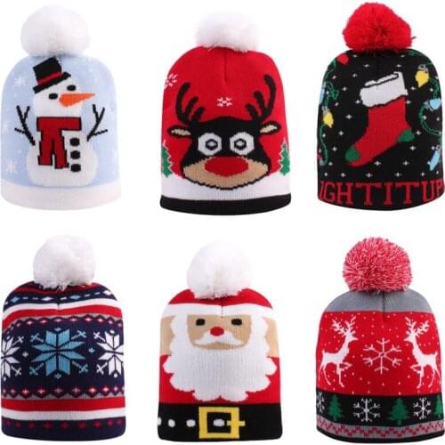 Christmas Hat Children New Year Christmas Knitted Hats Holiday Stitching Winter Warm Caps Boy And Girl Hats