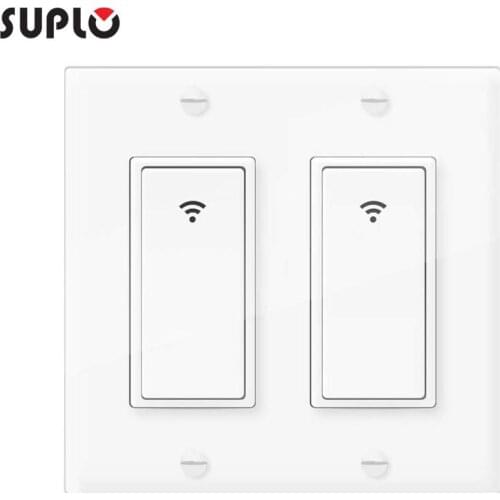SUPLO Smart WIFI Light Switch Mobile APP Remote Control 2Gang No Hub Remote Control and Timer Work with Amazon Alexa Google Home
